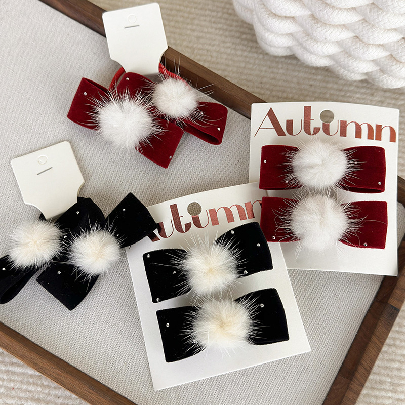 Tie Clip Set - Zimowa aksamitna szpilka do włosów na