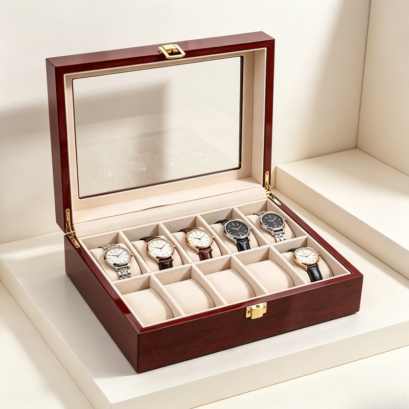 Men Accessories Organiser - Drewniany organizer na zegarki z 3-12