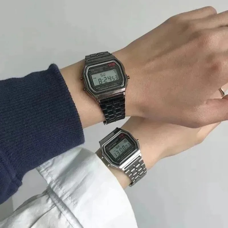 Men'S Accessories Display - Luksusowe zegarki F91W z stalowym paskiem,