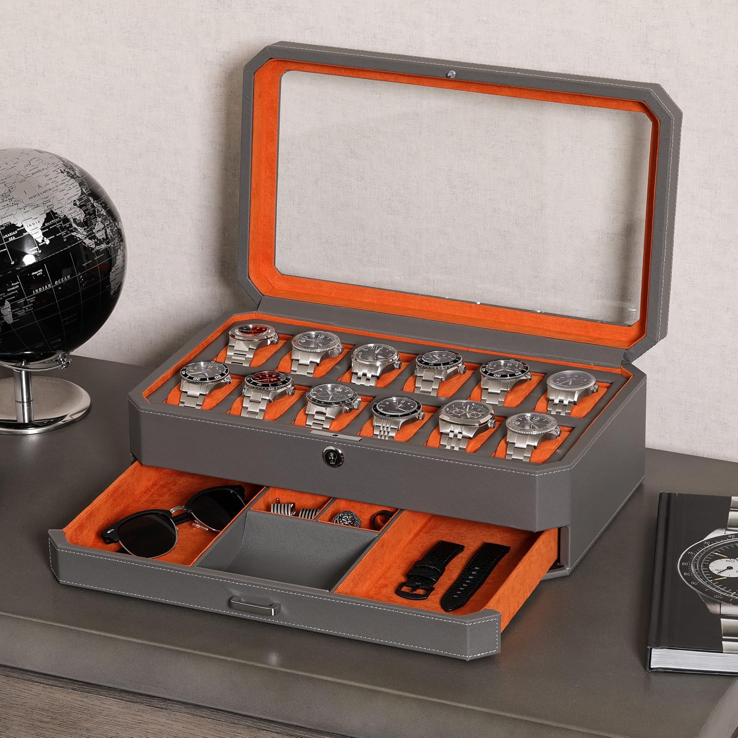Skórzane pudełko na 12 zegarkó – Men'S Accessories Display recenzja i cena