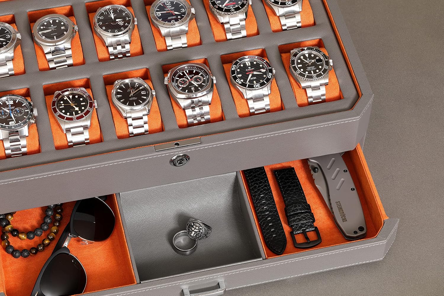 Skórzane pudełko na 12 zegarkó – Men'S Accessories Display recenzja i cena