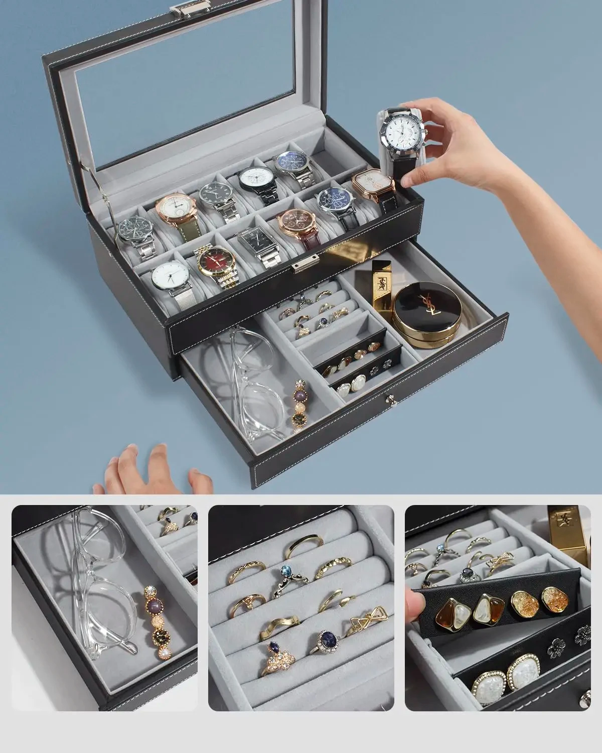 Nowe skórzane pudełka na zegar – Men Accessories Organiser recenzja i cena